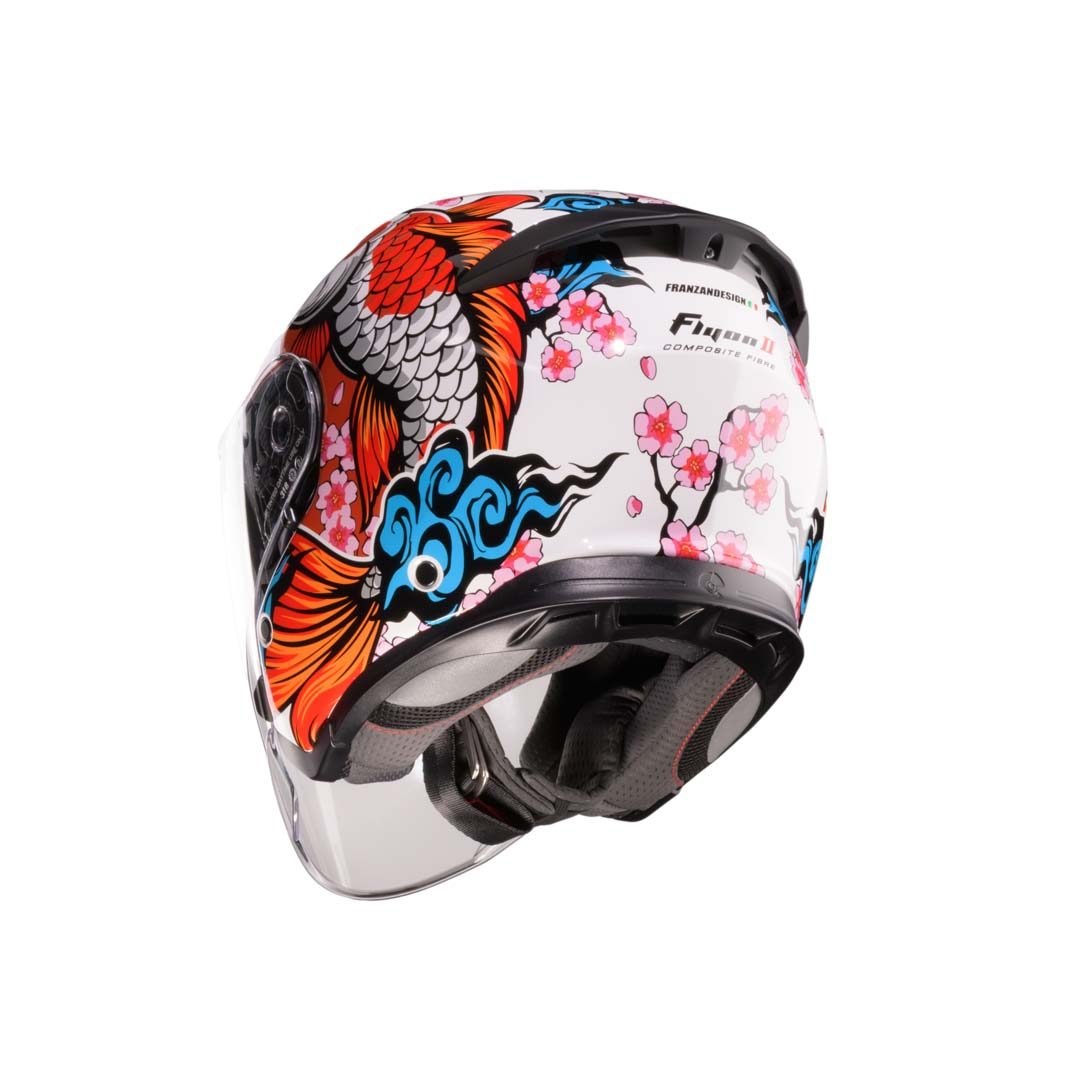 Caberg Flyon II Koi White/Red/Orange Helmet Special Order - Image 3
