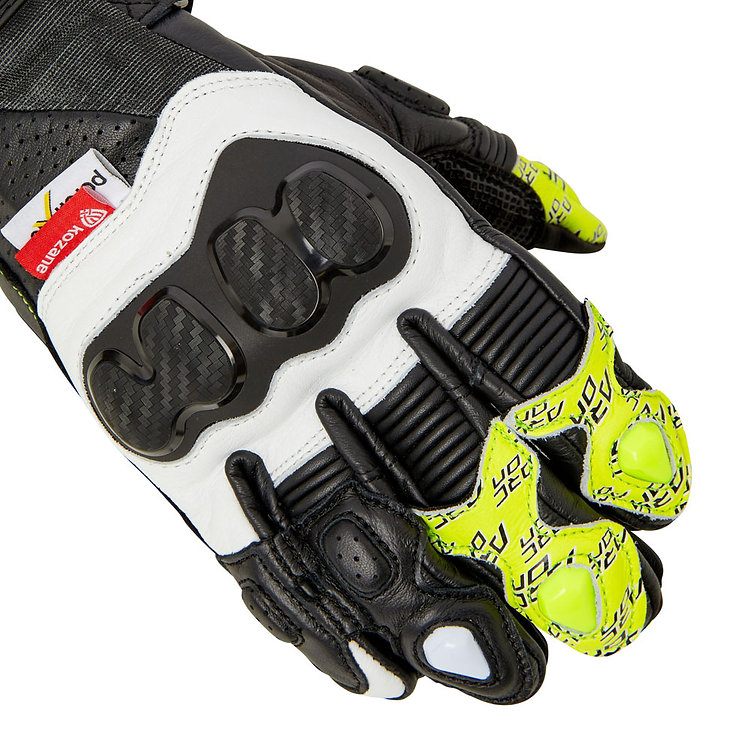 Arc On 034 RS CE Motorcycle Gloves Black/White/Yellow