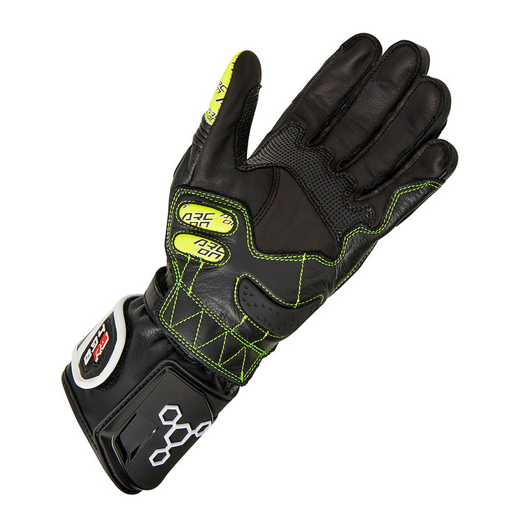 Arc On 034 RS CE Motorcycle Gloves Black/White/Yellow