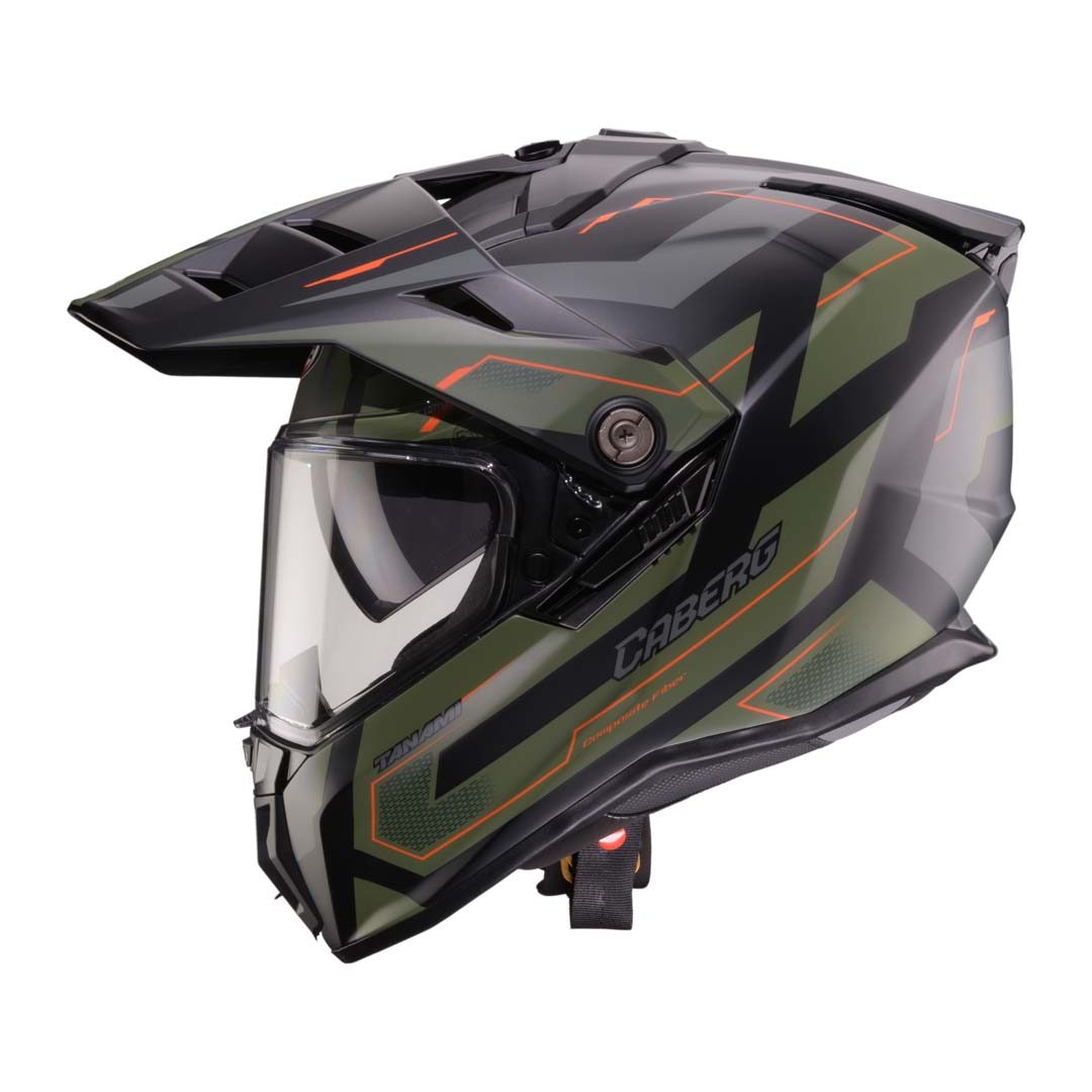 Caberg Tanami Ranger Matt Black/Military Green/Orange Helmet - Image 2