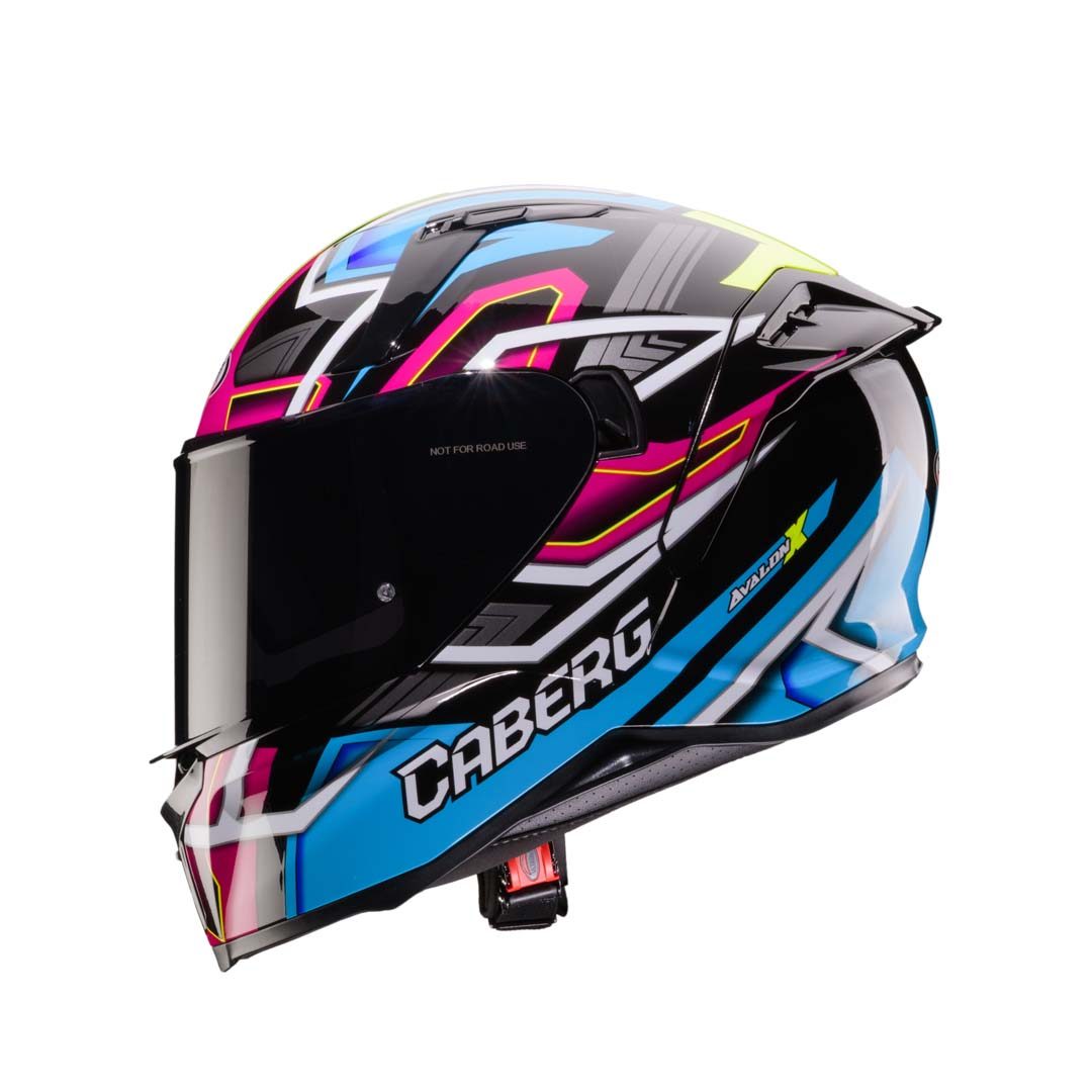 Caberg Avalon X Brama Black/Light Blue/Yellow Fluo/Fuchsia Helmet - Image 3