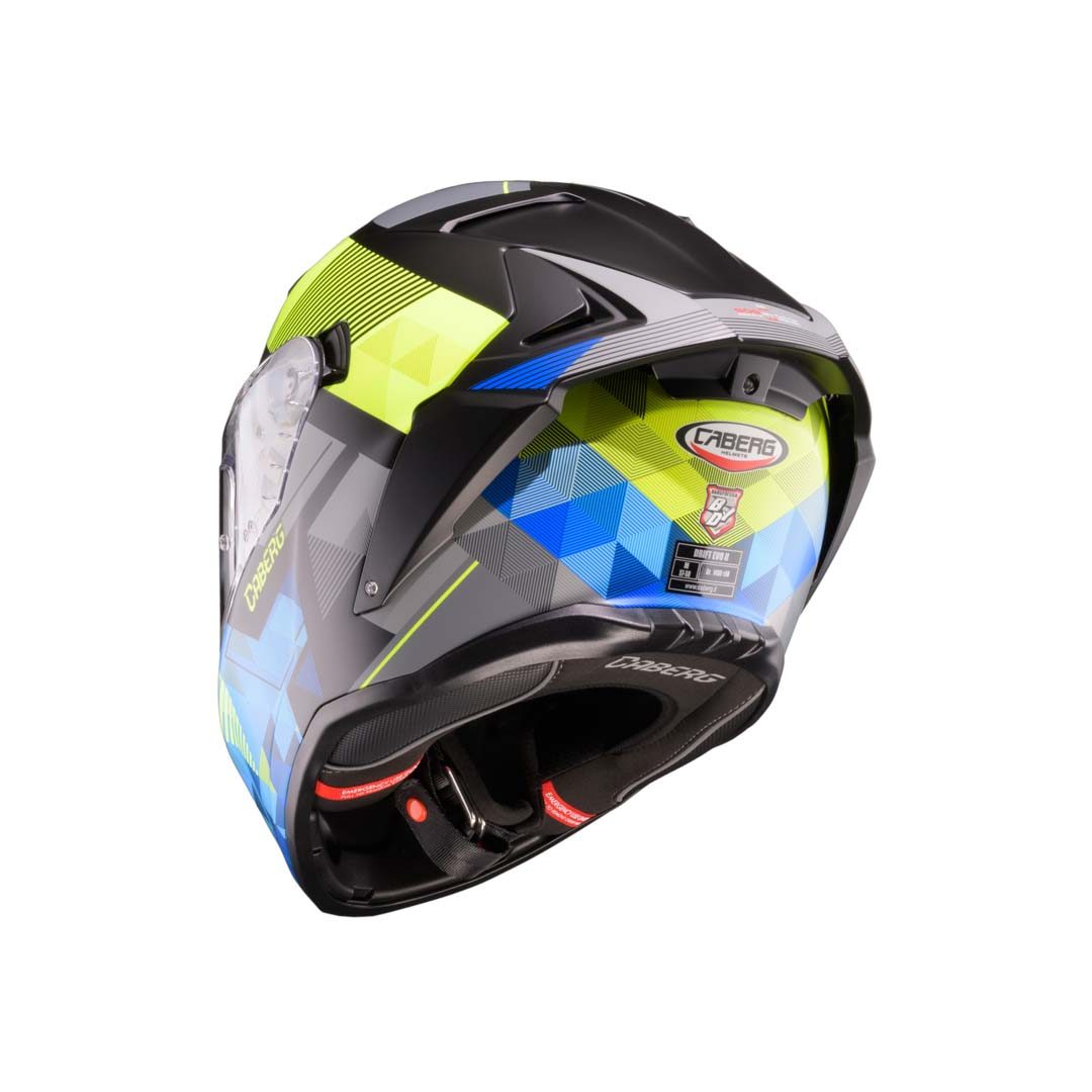 Caberg Drift Evo II Prism Matt Black/Fluo Yellow/Blue Helmet - Image 4