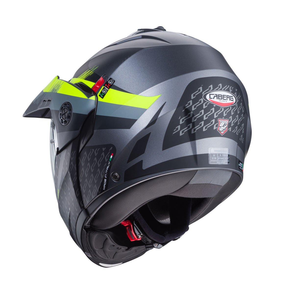 Caberg Tourmax X Sarabe Matt Gun Metal/Black/Yellow Flip Up Motorcycle Helmet - Image 4