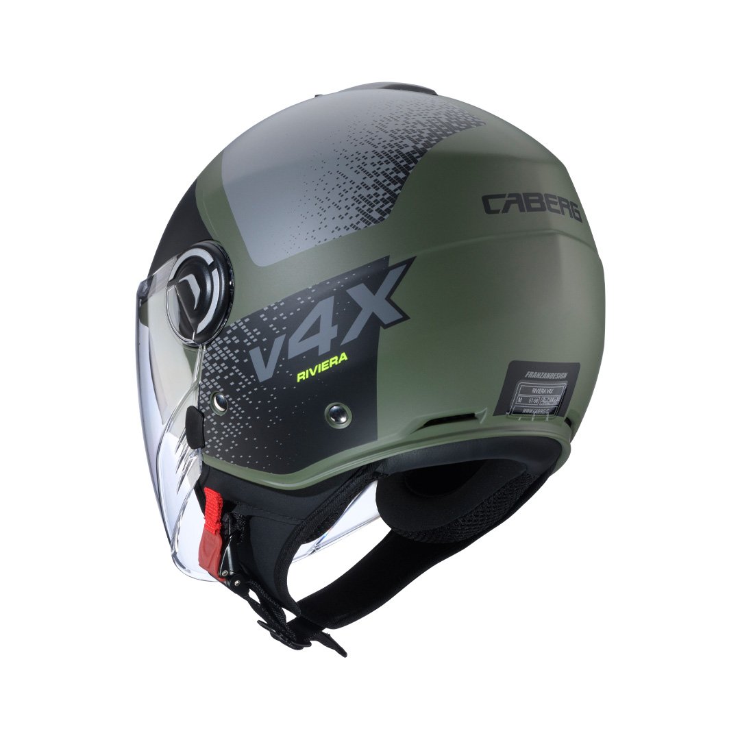 Caberg Riviera V4X Alpha Matt Military Green/Blk/Grey Helmet - Image 3