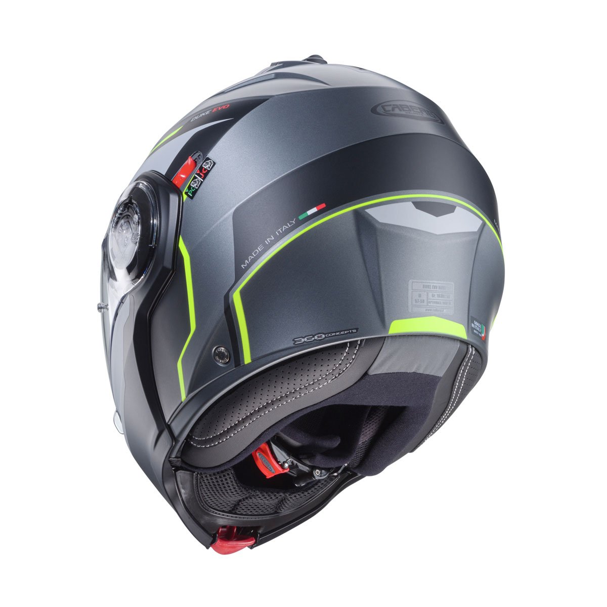 Caberg Duke Evo Move Matt Gun Metal/Black/Yellow Helmet - Image 4