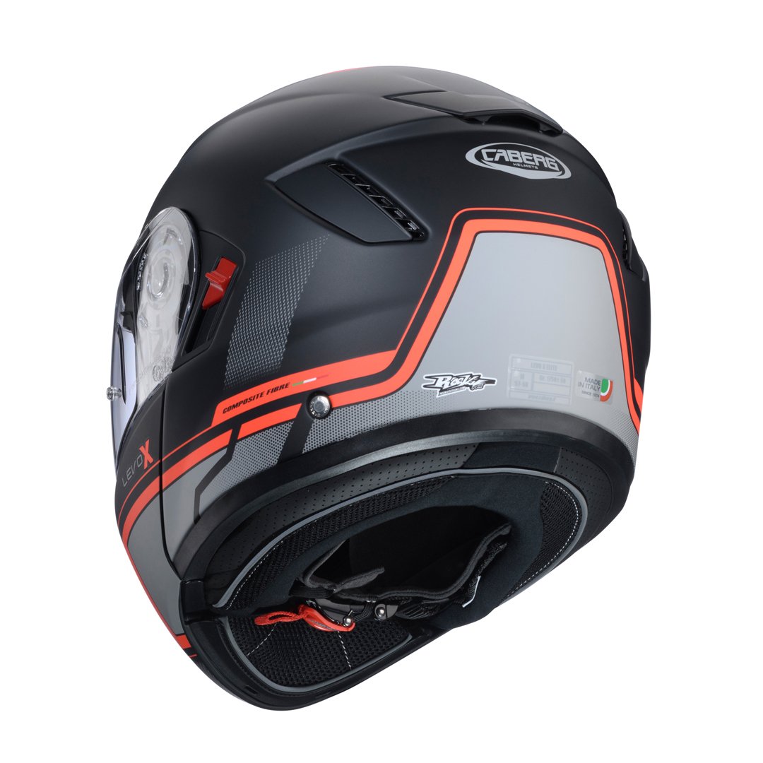 Caberg Levo X Elite Matt Black/Grey/Fluo Red Helmet Special Order - Image 4