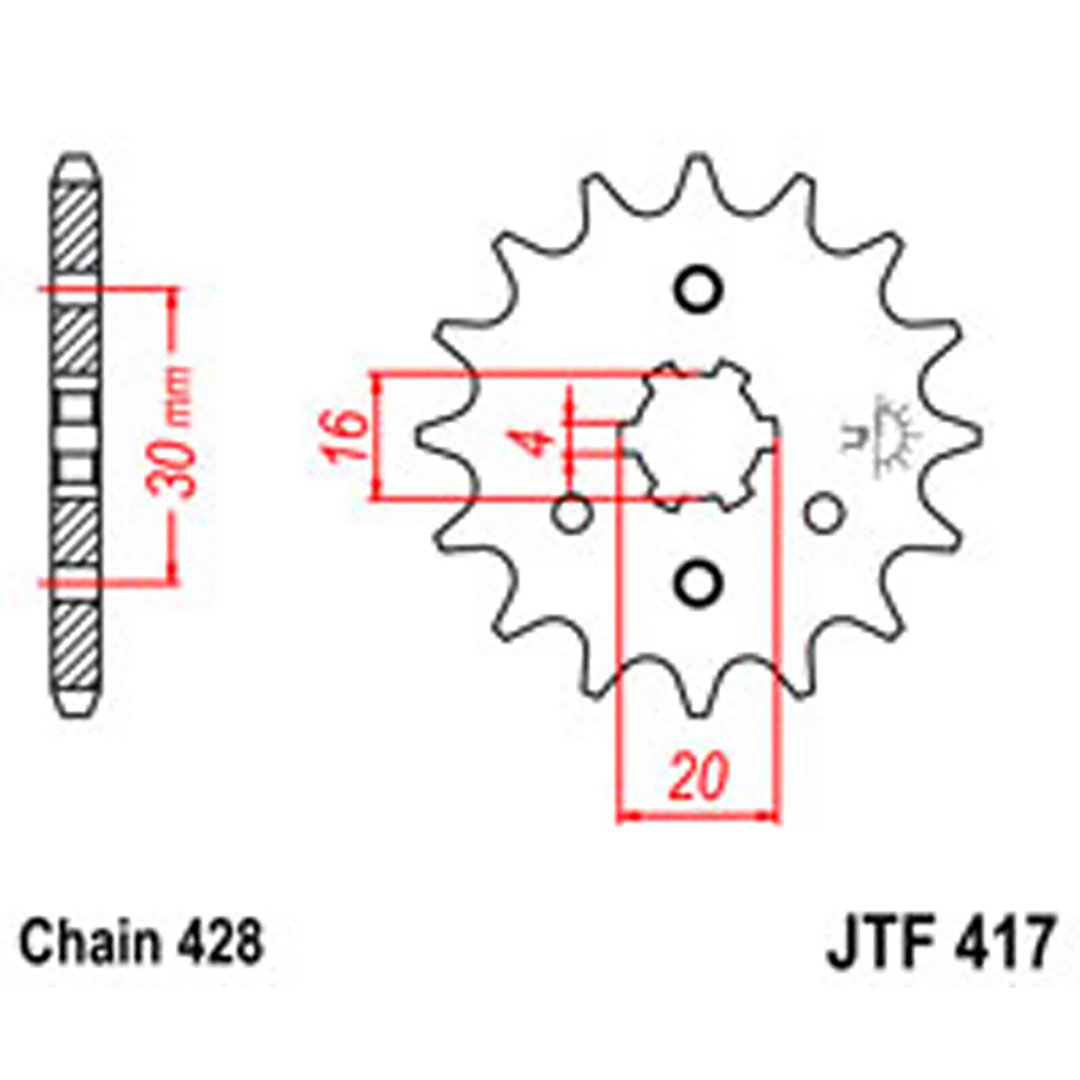 JT Gear Box Sprockets G/B 417-16T KAW