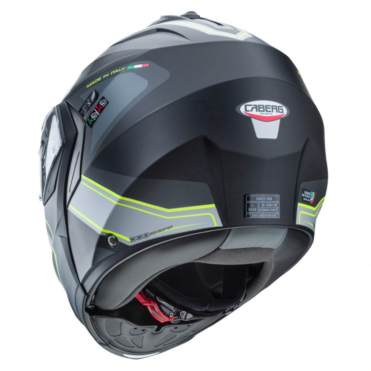 Caberg Duke 2 Tour Matt Black/Yellow/Fluo/Anthracite/Silver Helmet - Image 4