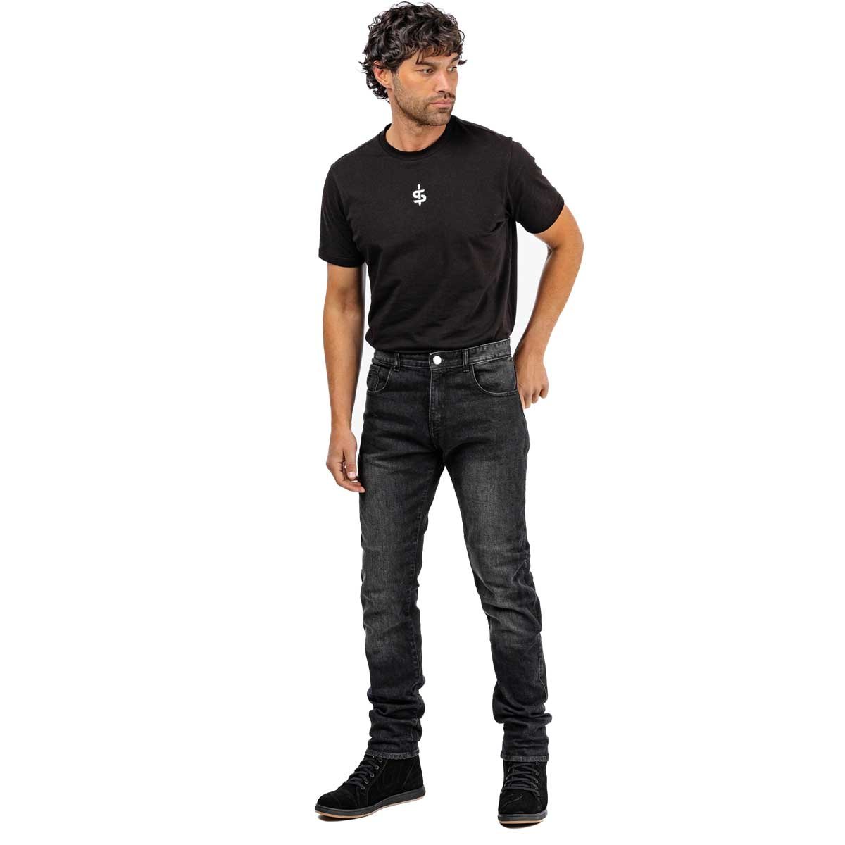 Spada Drifter CE Mens Jeans Short Leg Washed Black - Image 4