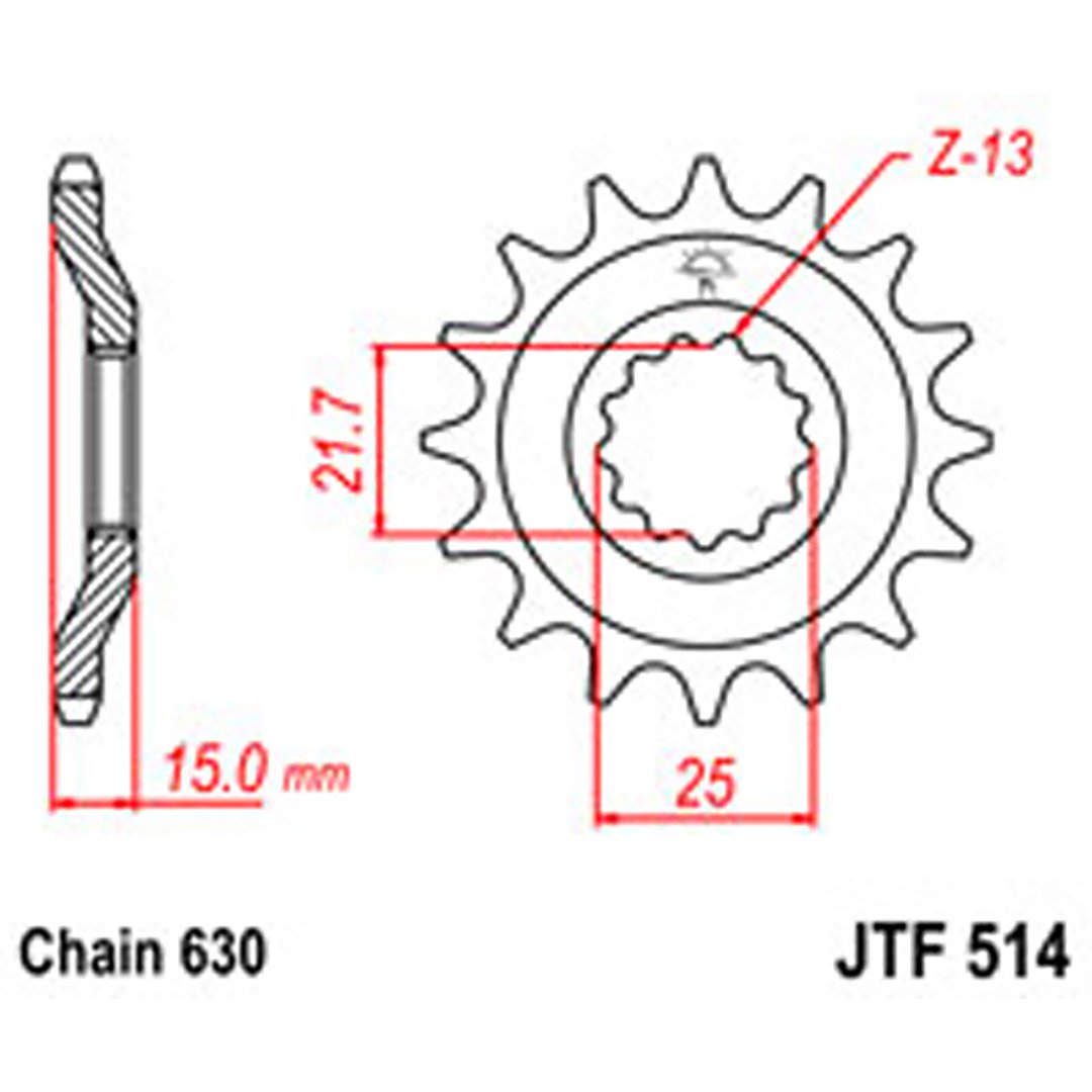 JT Gear Box Sprockets G/B 514-15T KAW [528]