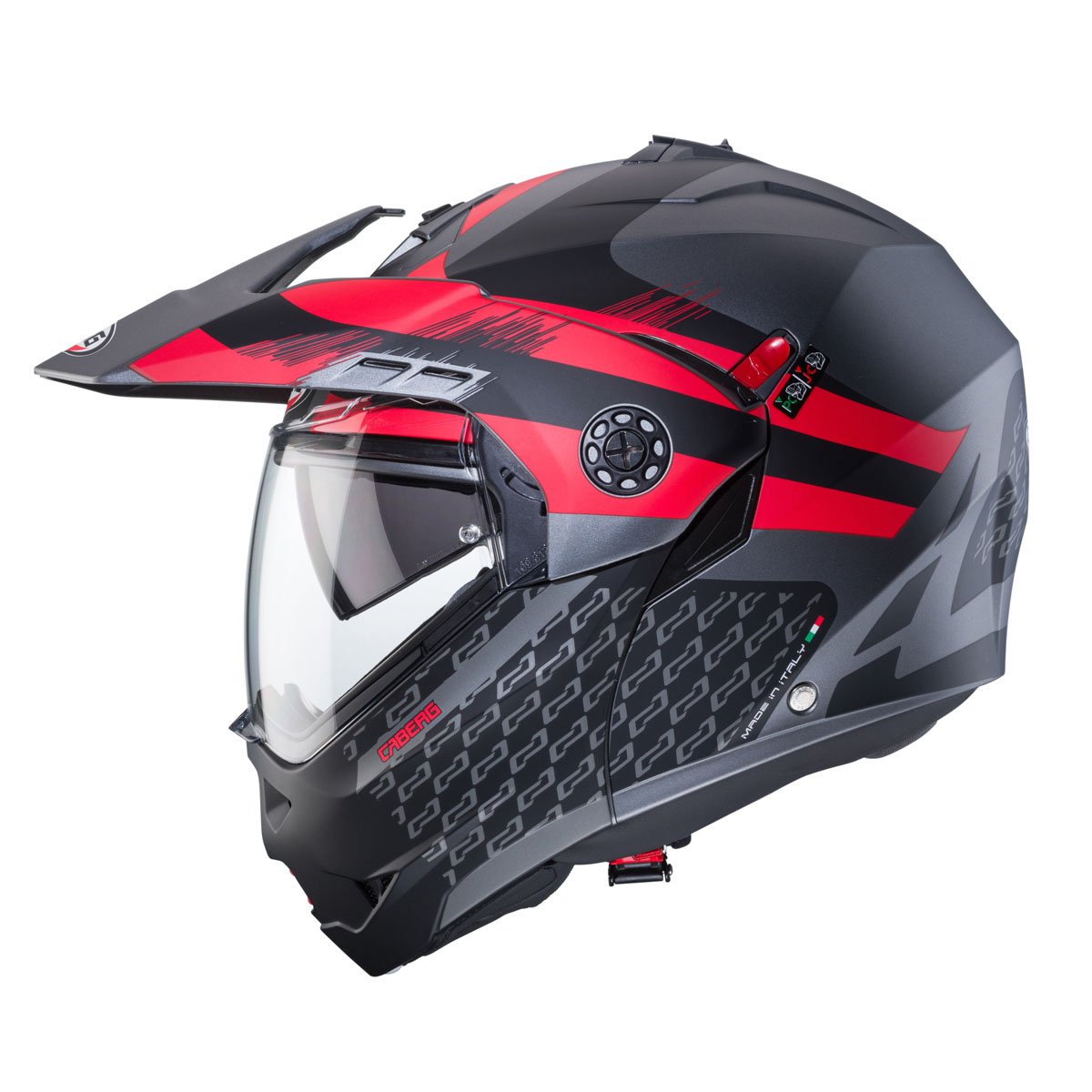 Caberg Tourmax X Sarabe Matt Gun Metal/Black/Red Flip Up Motorcycle Helmet - Image 3