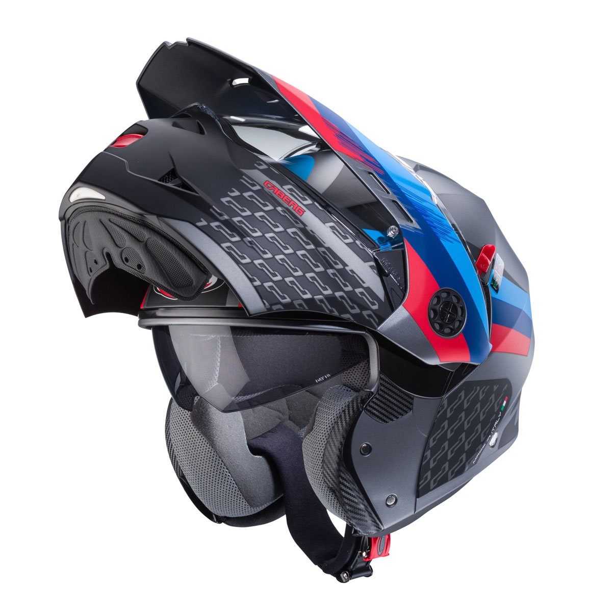 Caberg Tourmax X Sarabe Matt Gun Metal/Black/Blue/Red Flip Up Motorcycle Helmet - Image 2