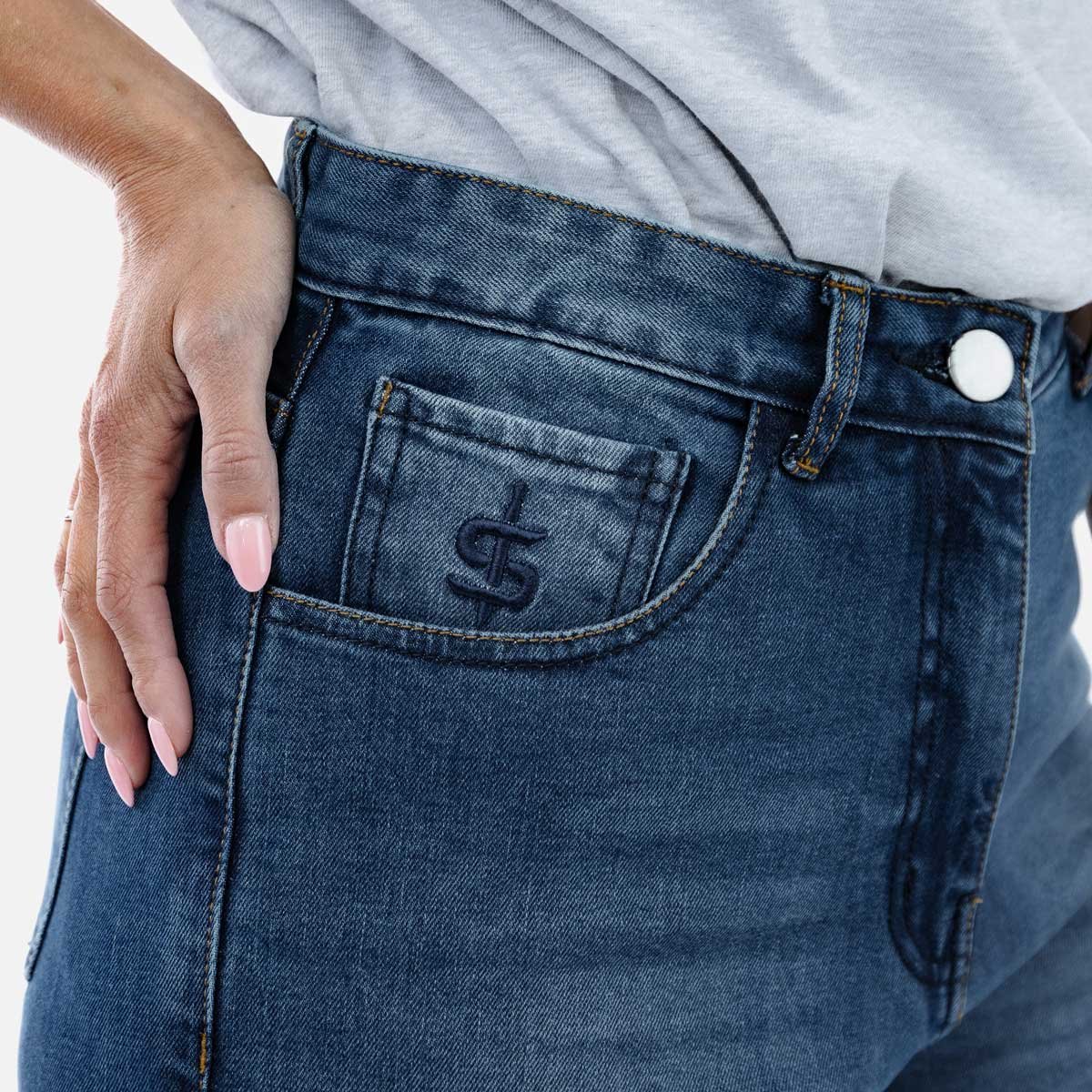 Spada Drifter CE Ladies Jeans Short Leg Washed Blue - Image 9