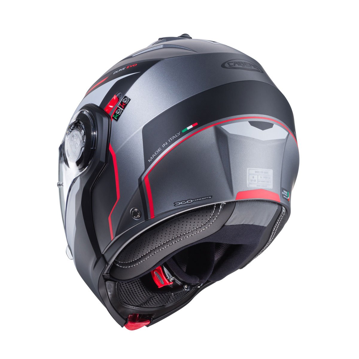 Caberg Duke Evo Move Matt Gun Metal/Black/Red Helmet - Image 4