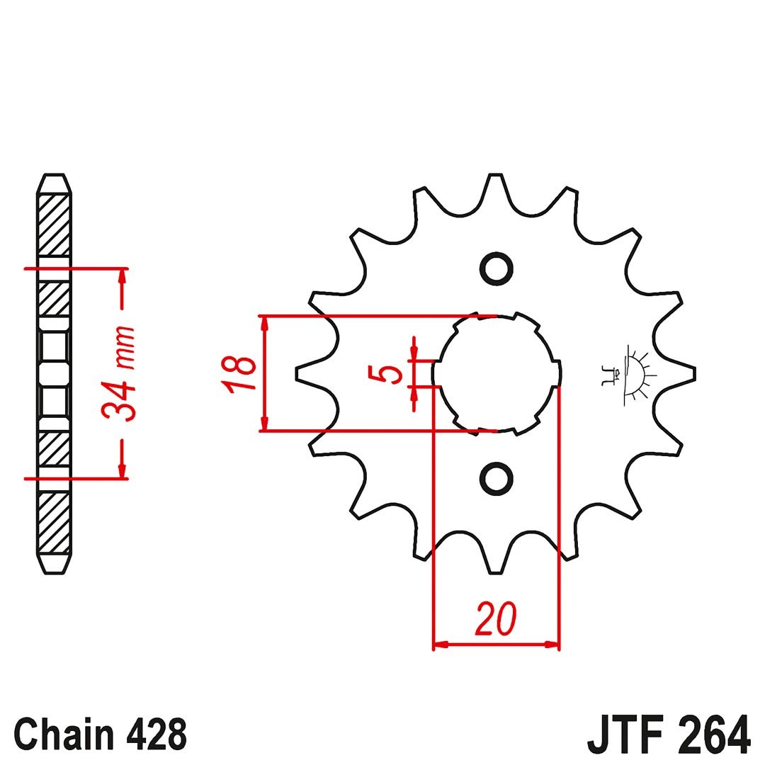 JT Gear Box Sprockets G/B 264-17T YAM - Image 2