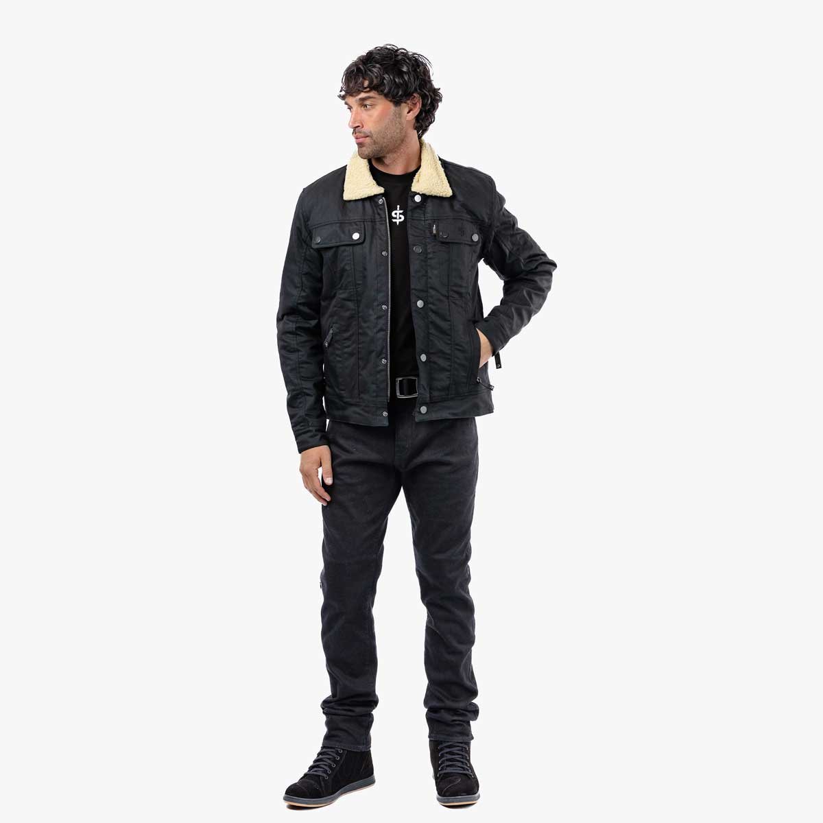 Spada Temper Trucker CE Jacket Black/Tan - Image 3