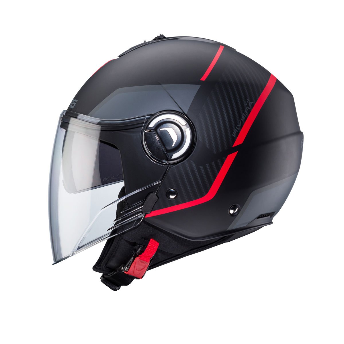 Caberg Riviera V4X Geo Matt Black/Red/Anthracite Helmet - Image 2