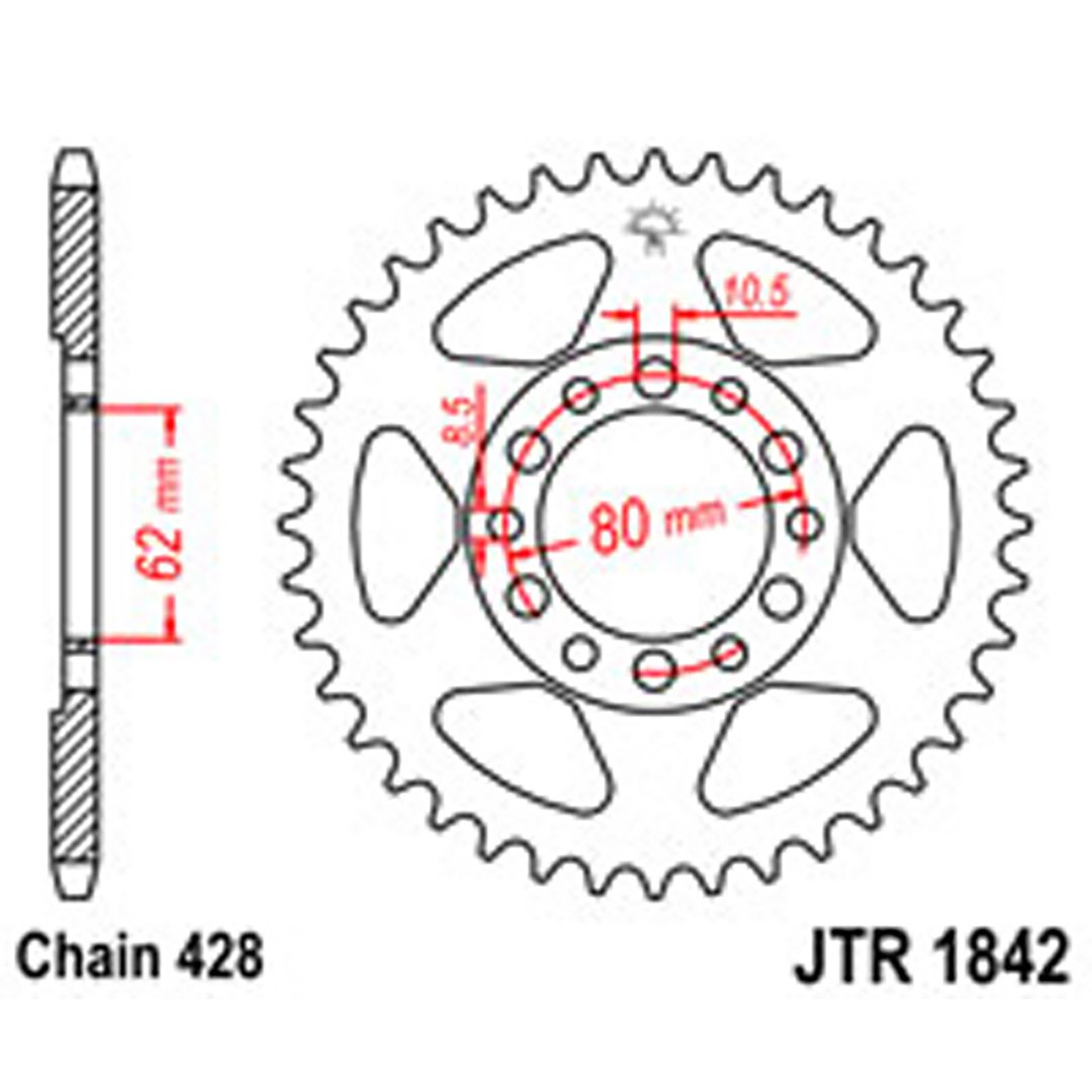 JT Rear Sprockets R/W 1842-55 YAM [842]