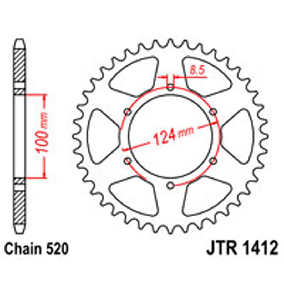 JT Rear Sprockets R/W 1412-37