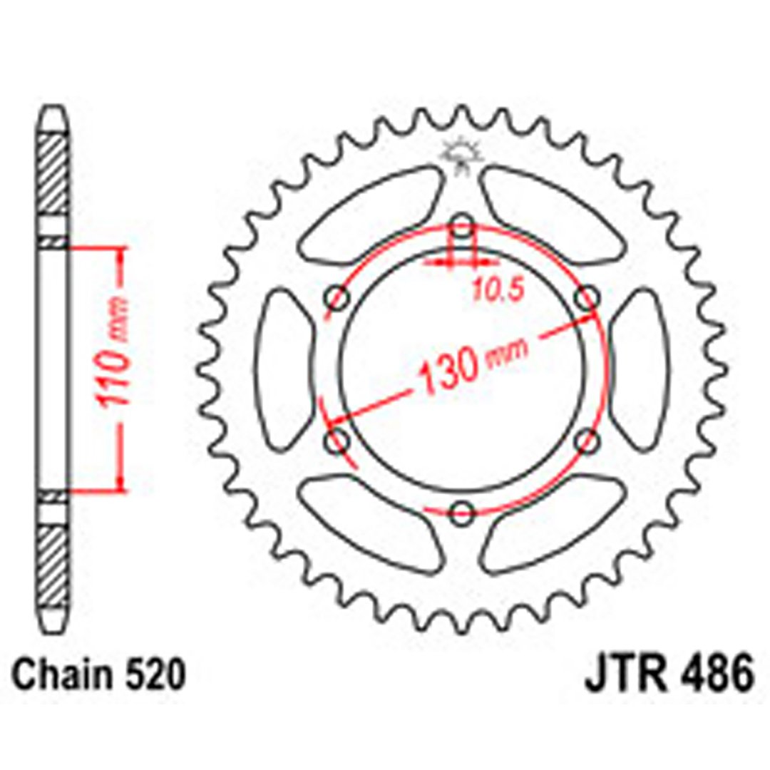 JT Rear Sprockets R/W 486-38T KAW [504]