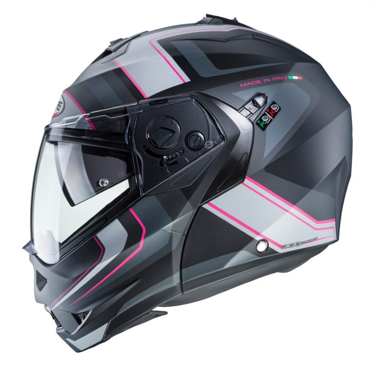 Caberg Duke 2 Tour Matt Black/Pink/Anthracite/Silver Helmet - Image 3