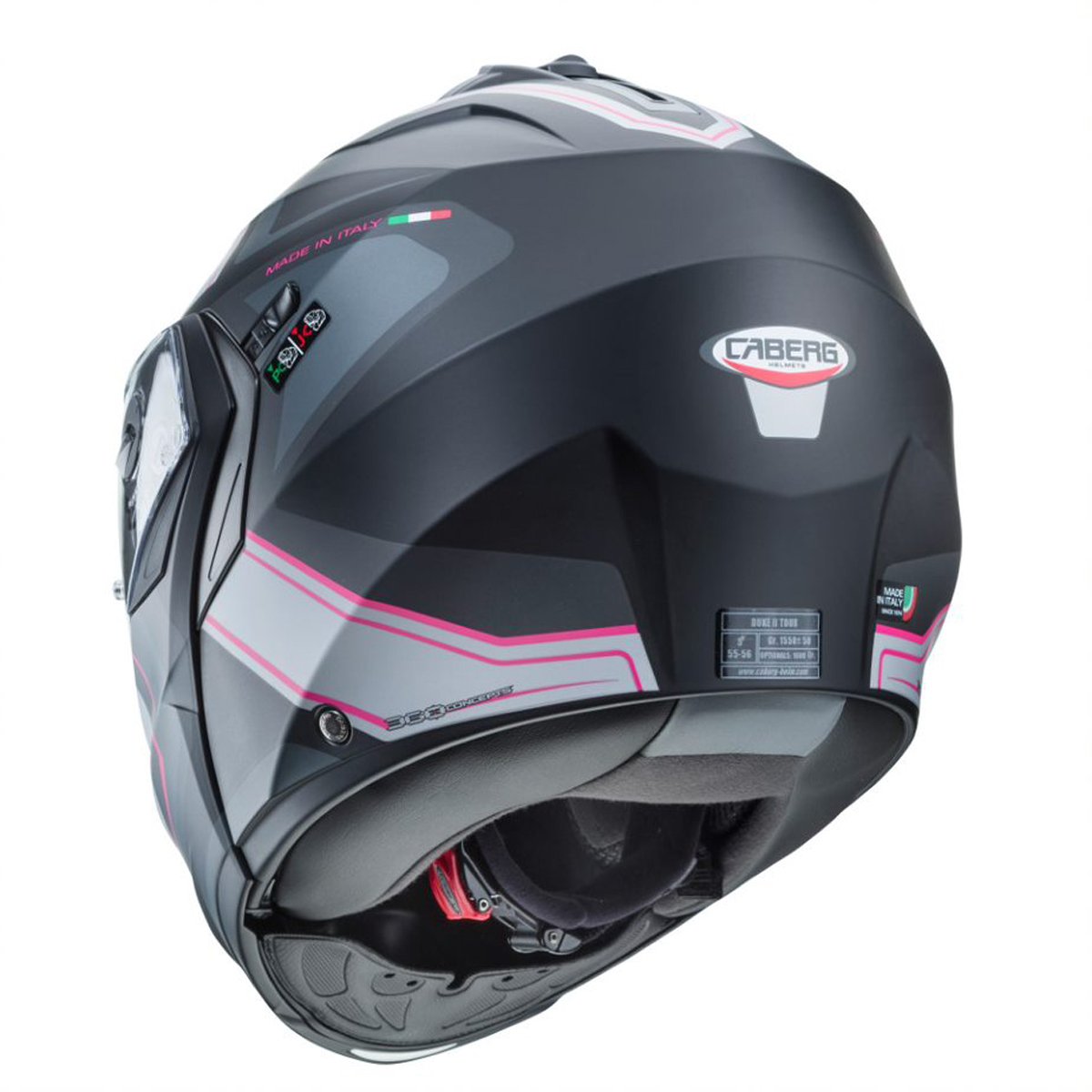 Caberg Duke 2 Tour Matt Black/Pink/Anthracite/Silver Helmet - Image 4