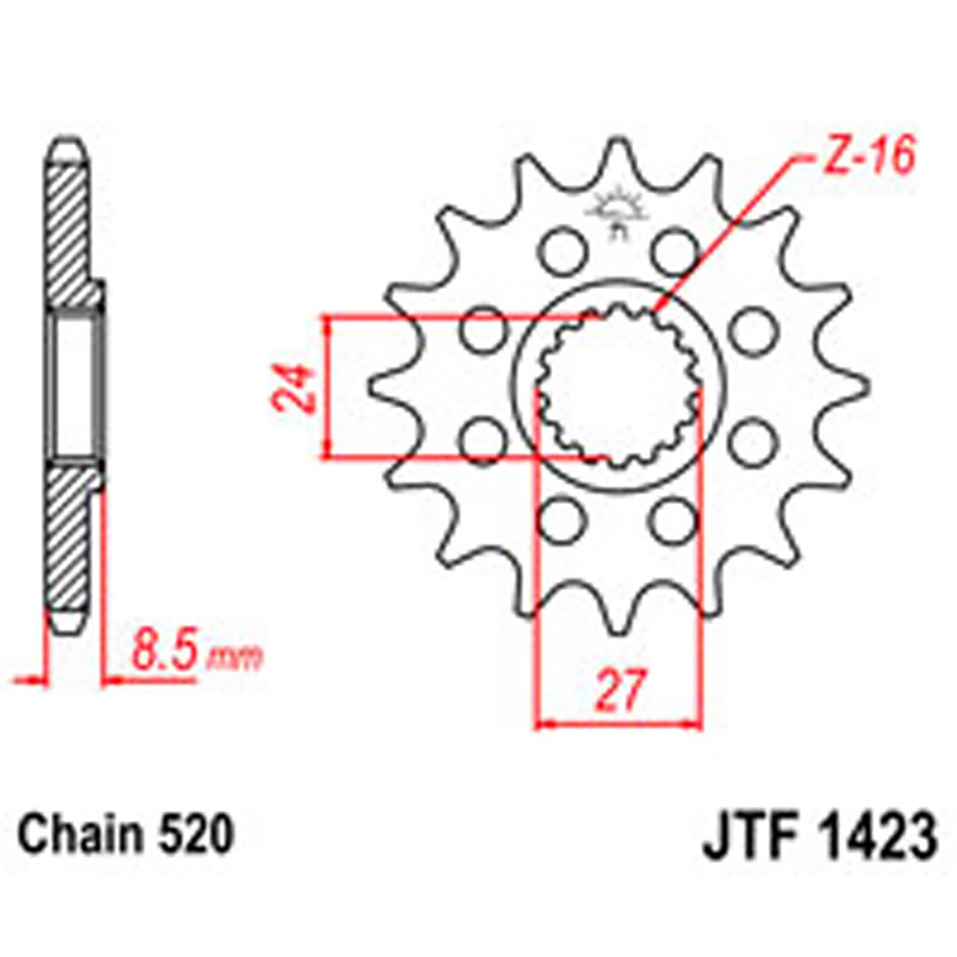JT Gear Box Sprockets G/B 1423-16 SUZ