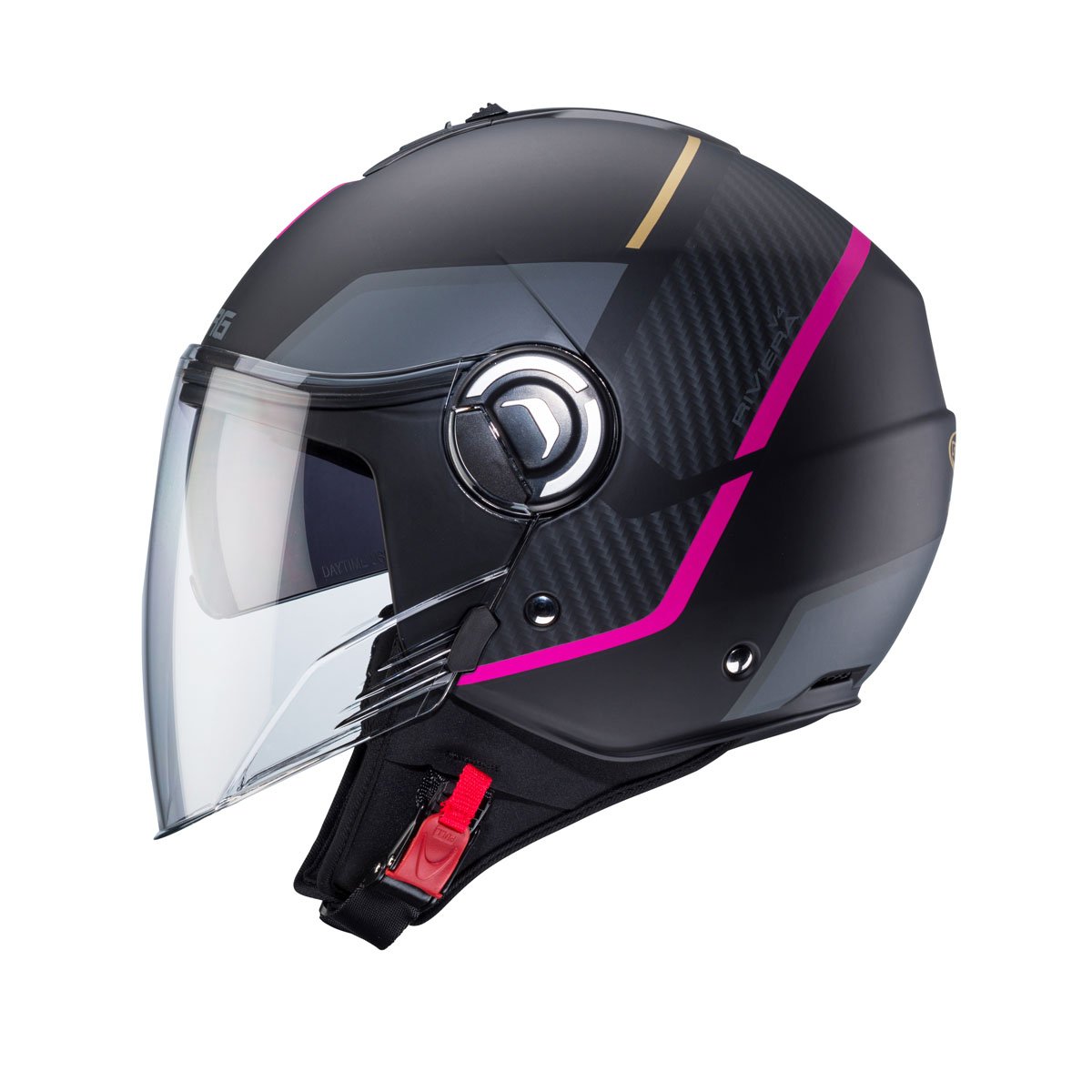 Caberg Riviera V4X Geo Matt Black/Fuchsia/Anthracite Helmet - Image 2