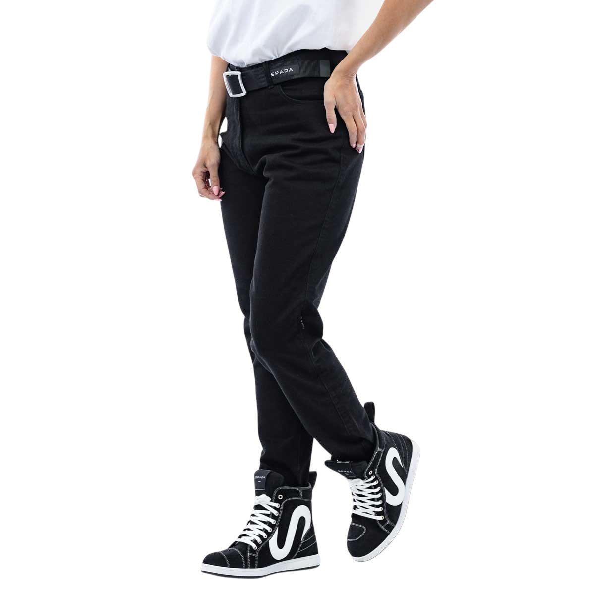 Spada Drifter CE Ladies Jeans Short Leg Solid Black - Image 4