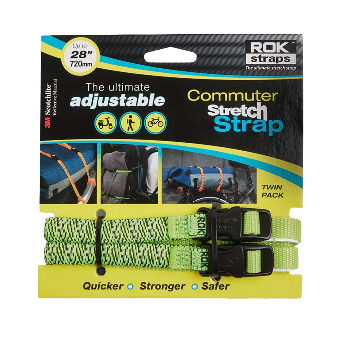 ROK 330 Commuter Adjustable Stretch Strap Green Reflective 2 Pack