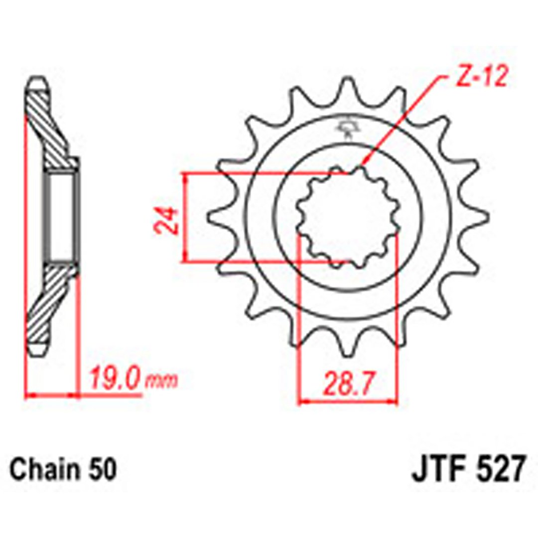 JT Gear Box Sprockets G/B 527-17T KAW [532]