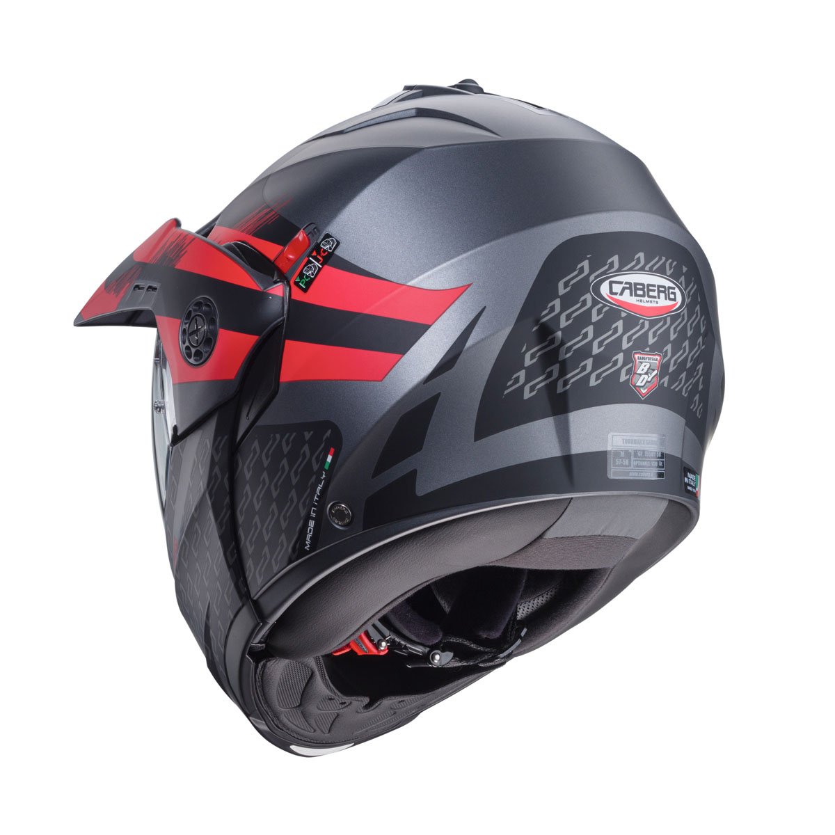Caberg Tourmax X Sarabe Matt Gun Metal/Black/Red Flip Up Motorcycle Helmet - Image 4