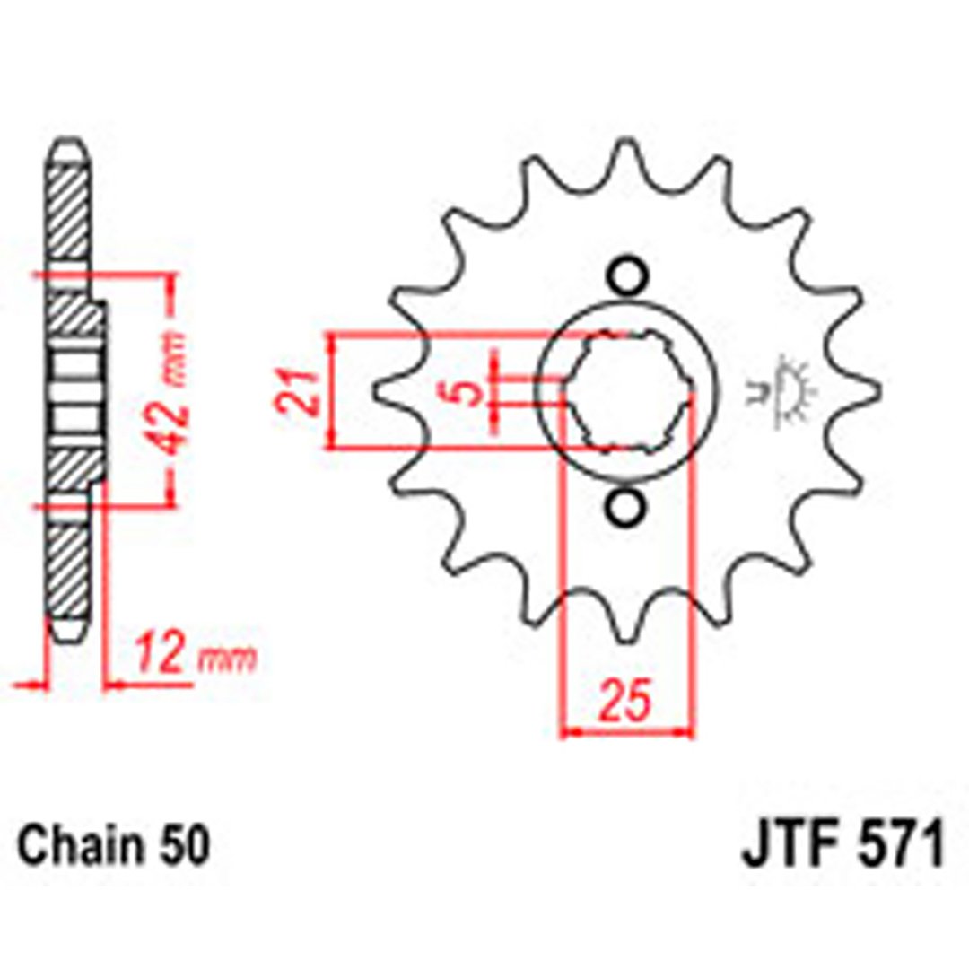 JT Gear Box Sprockets G/B 571-16T YAM