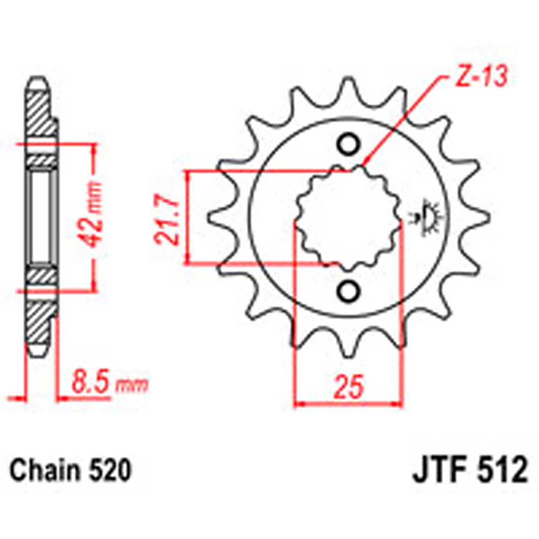JT Gear Box Sprockets G/B 512-14T KAW [525]