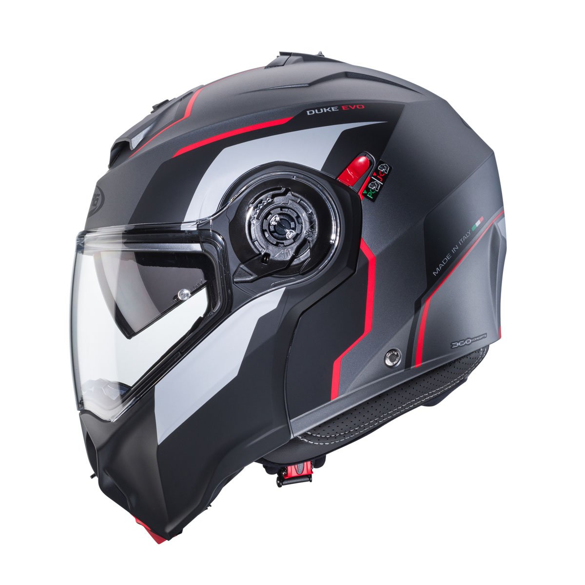 Caberg Duke Evo Move Matt Gun Metal/Black/Red Helmet - Image 3