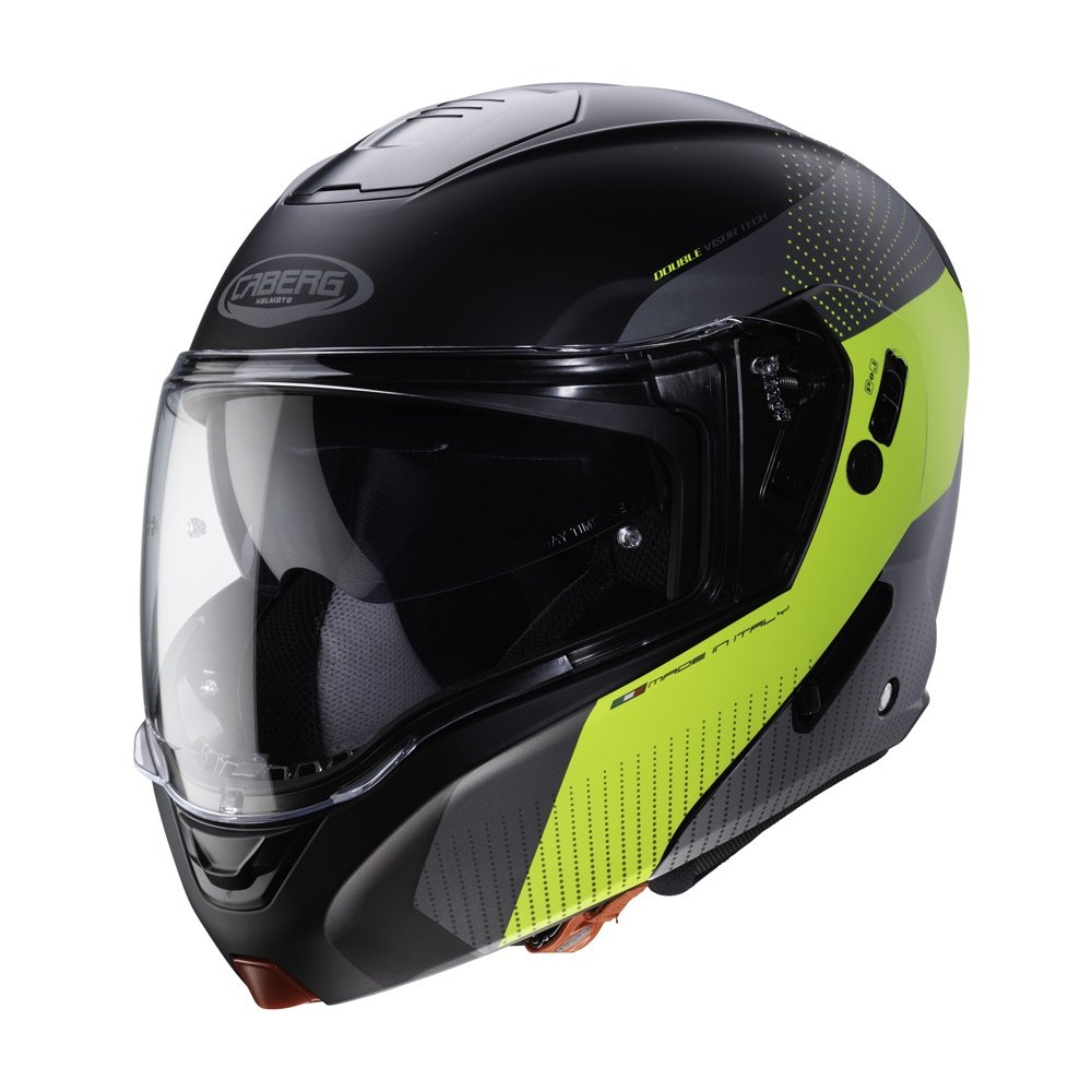 Caberg Horus Scout Matt Black/Yellow Flip Up Motorcycle Helmet S/O