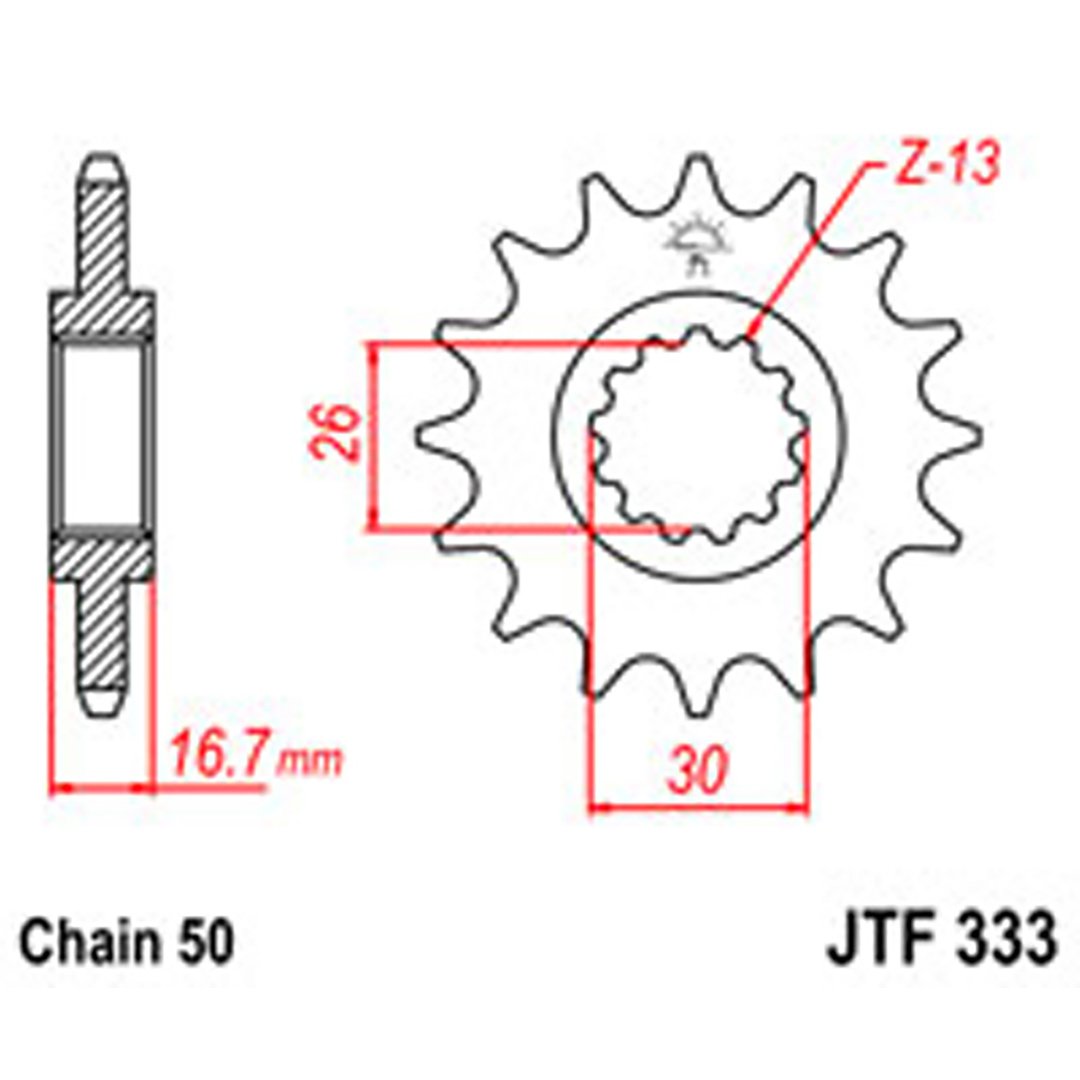 JT Gear Box Sprockets G/B 333/347-16T HON