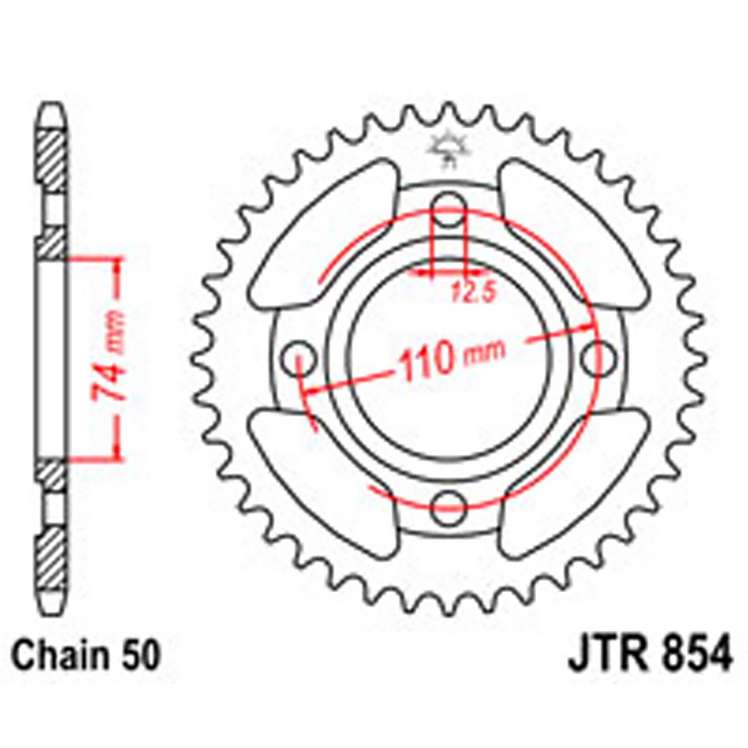 JT Rear Sprockets R/W 854-43T YAM