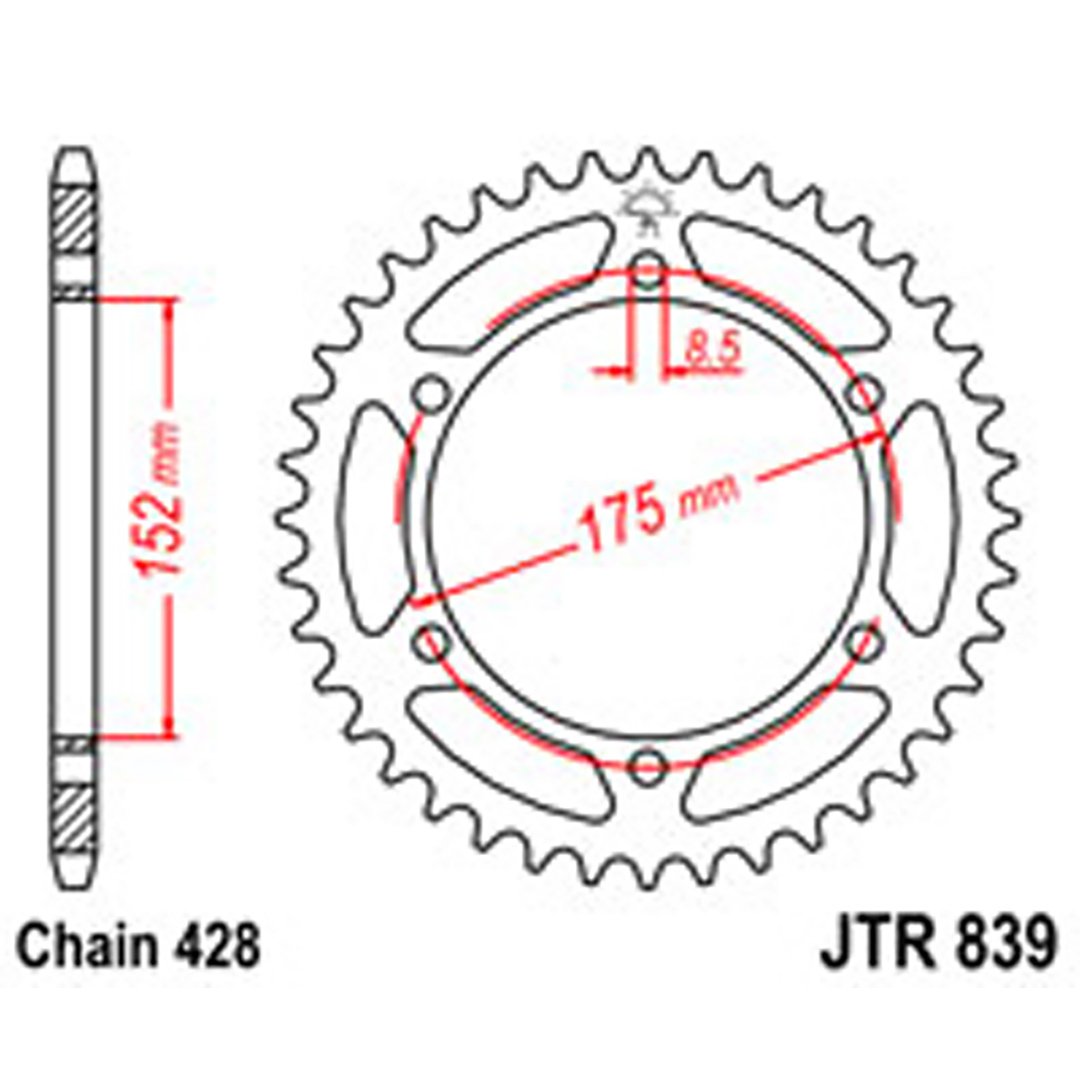 JT Rear Sprockets R/W 839-57T YAM [844]