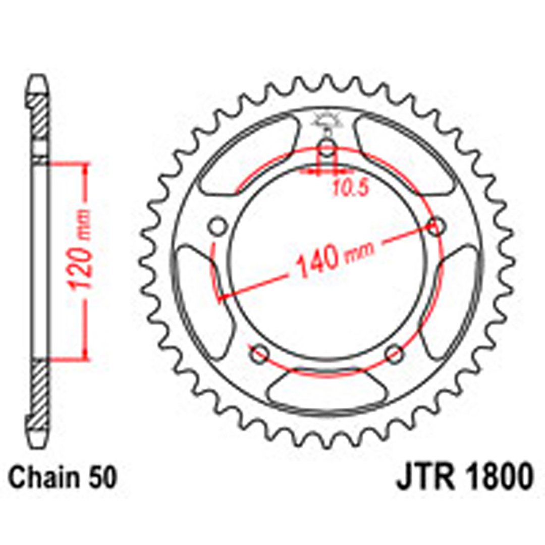 JT Rear Sprockets R/W 1800-46 [4409]