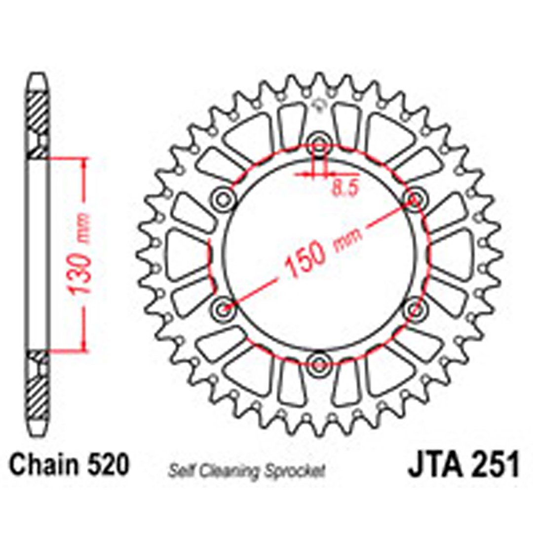 JT Rear Sprockets R/W 251-49SC Alloy