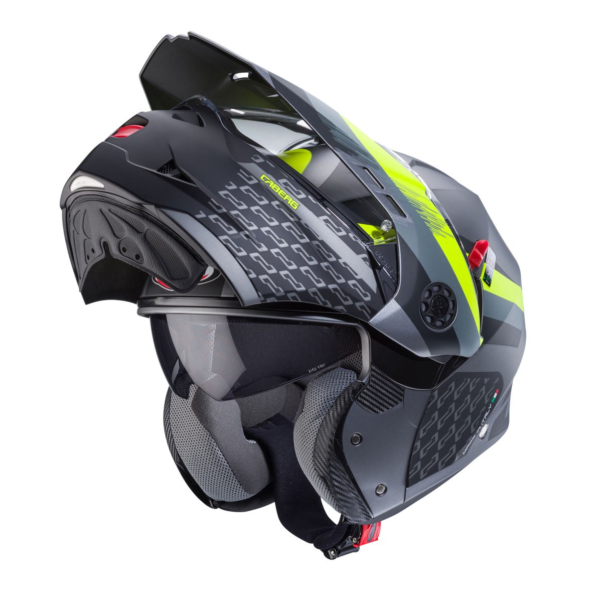 Caberg Tourmax X Sarabe Matt Gun Metal/Black/Yellow Flip Up Motorcycle Helmet - Image 2