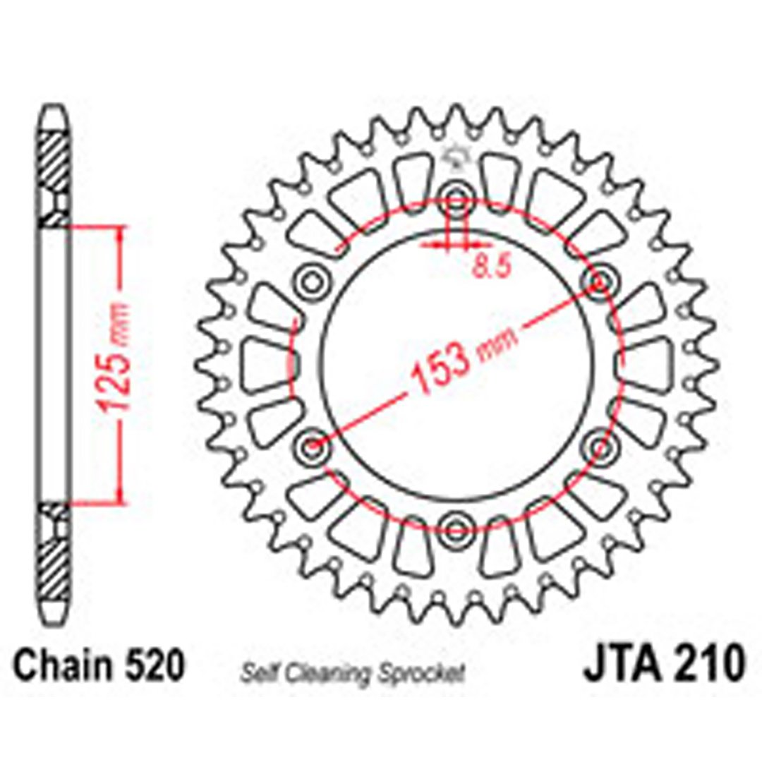 JT Rear Sprockets R/W 210-50SC Alloy