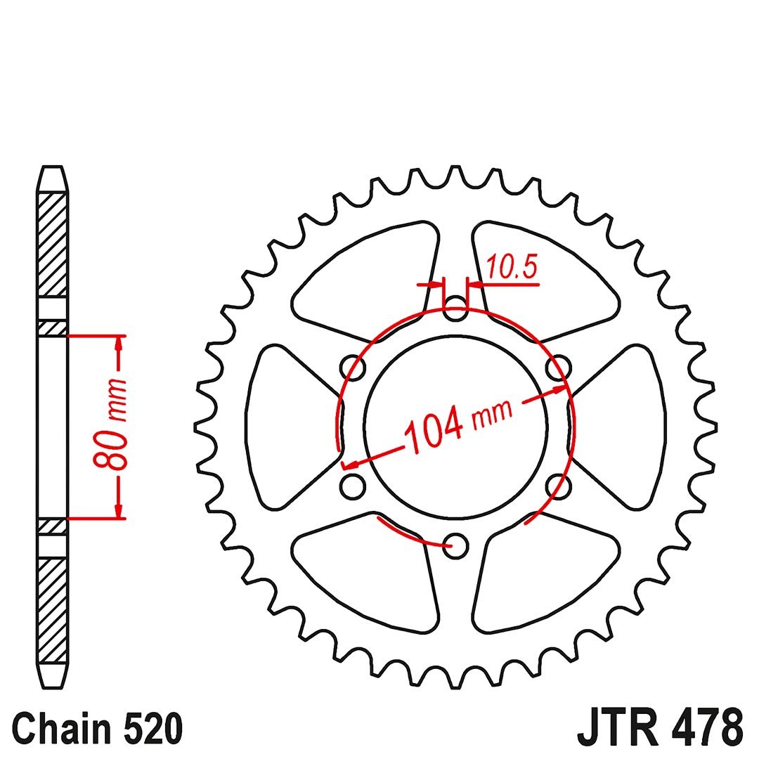 JT Rear Sprockets R/W 478-42T KAW - Image 2