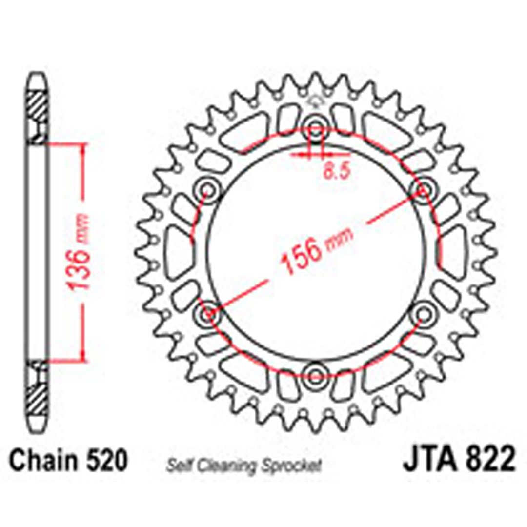 JT Rear Sprockets R/W 822-50SC Alloy