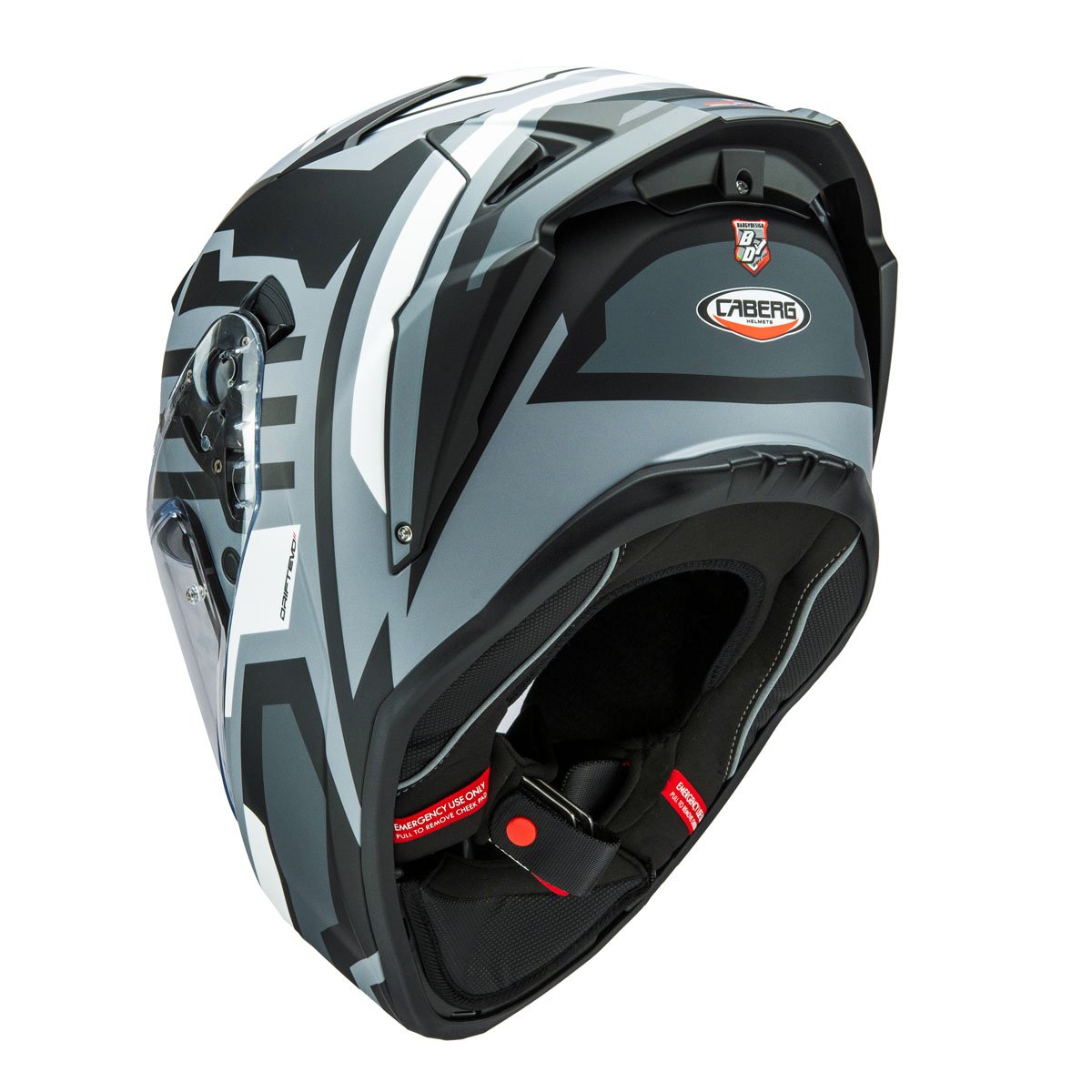 Caberg Drift Evo II Horizon Matt Grey/Black/White Full Face Motorcycle Helmet - Image 3