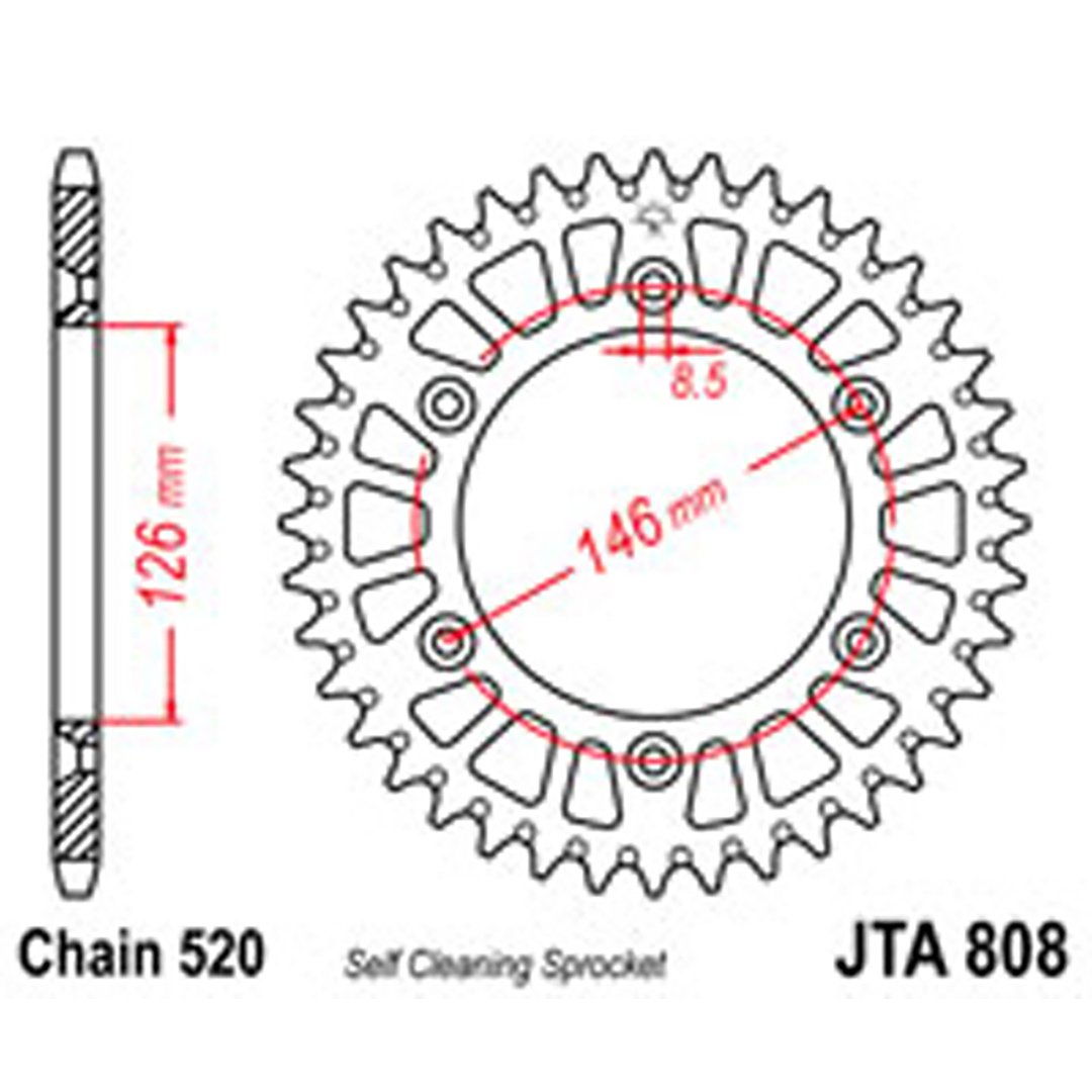 JT Rear Sprockets R/W 808-51SC Alloy