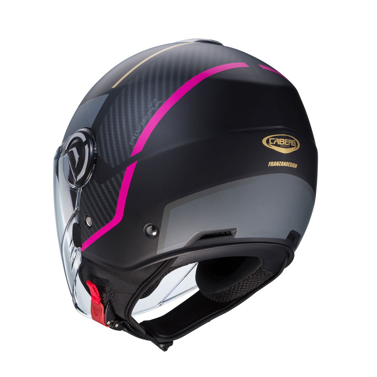 Caberg Riviera V4X Geo Matt Black/Fuchsia/Anthracite Helmet - Image 3