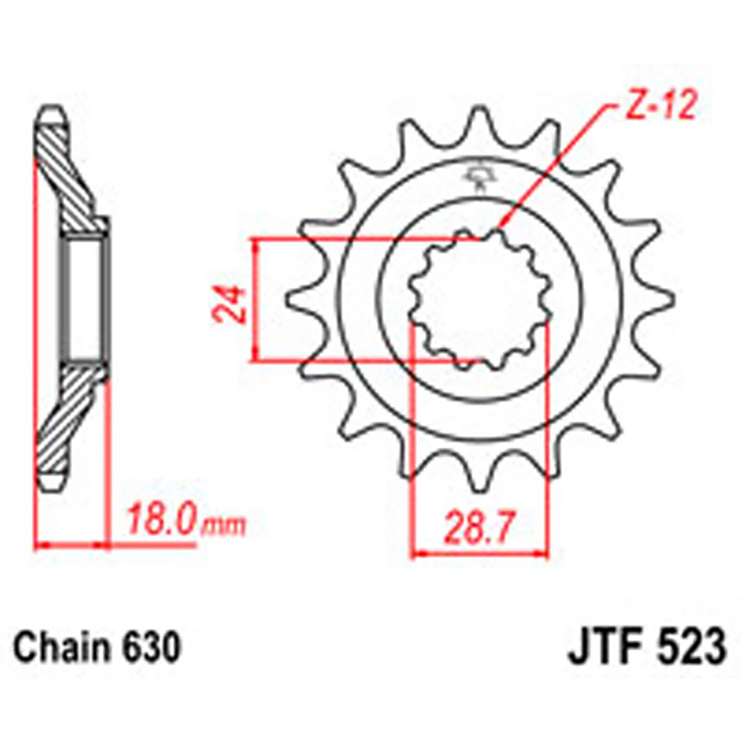 JT Gear Box Sprockets G/B 523-15T KAW [524]