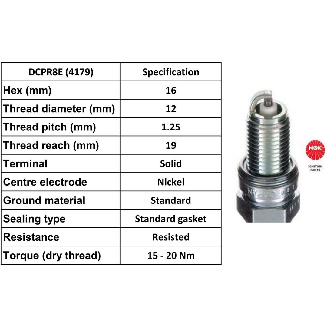 NGK Spark Plug DCPR8E [4179] Plugs [Box 10]
